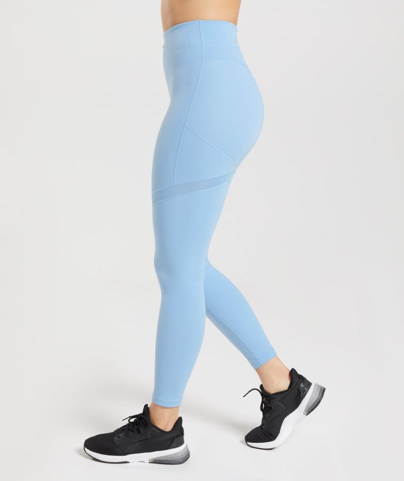 Women's Gymshark Whitney Mesh Leggings Light Blue | NZ 5BKFHC